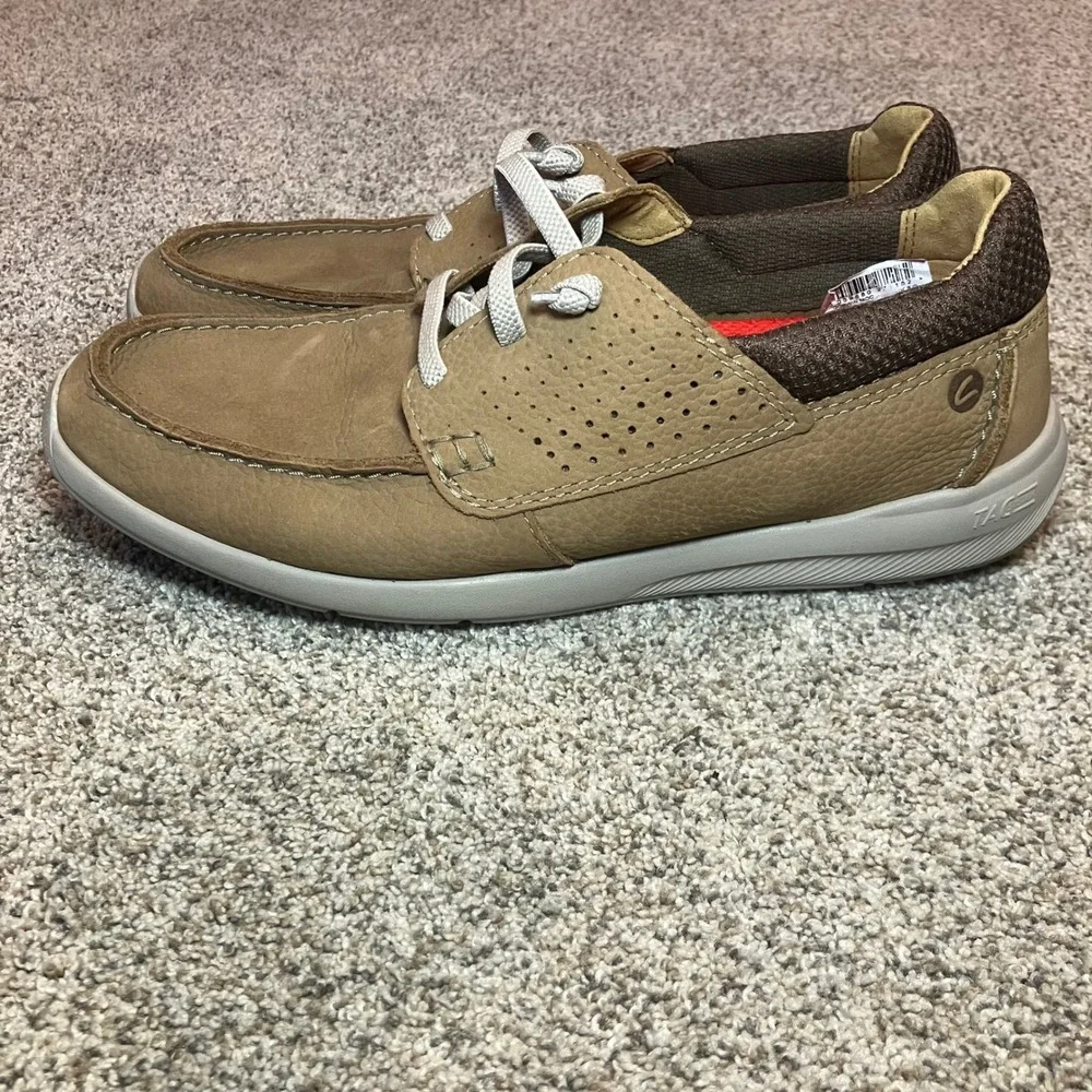 Clarks Gorwin Moc Men Dark Sand Nubuck Leather Boat Shoes Loafers Size 9 M